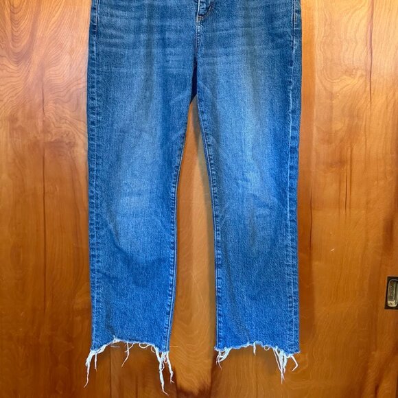 LOFT Jeans High-Waist Straight Crop with Frayed Hem - Picture 3 of 3